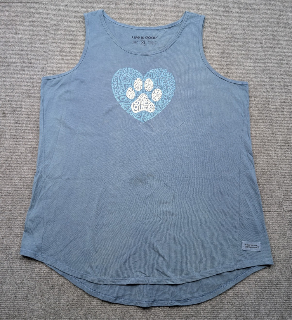 Life Is Good Tank Top Womens XL Crusher Lite Dog Lover Gift Foster Adopt Graphic